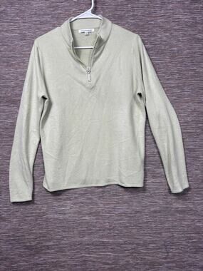 Mercer Street Studio Sweater Womens XL Green 1/4 Zip Mock Neck Knit Pullover